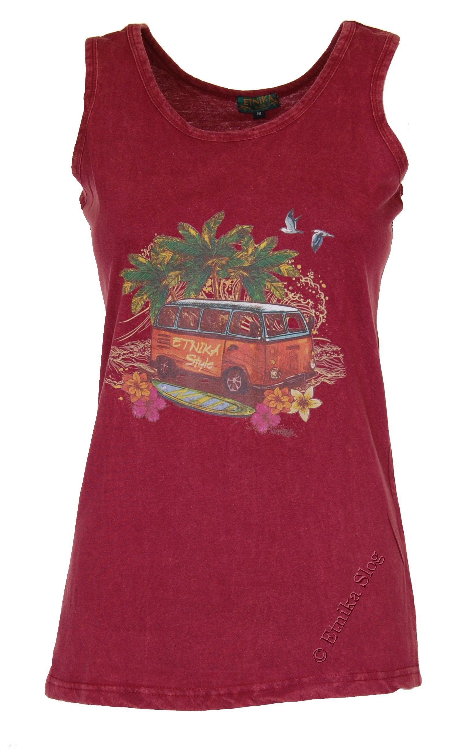 CANOTTA DONNA IN COTONE STONE WASHED CON STAMPA.b CANOTTA DONNA IN COTONE STONE WASHED CON STAMPA.b