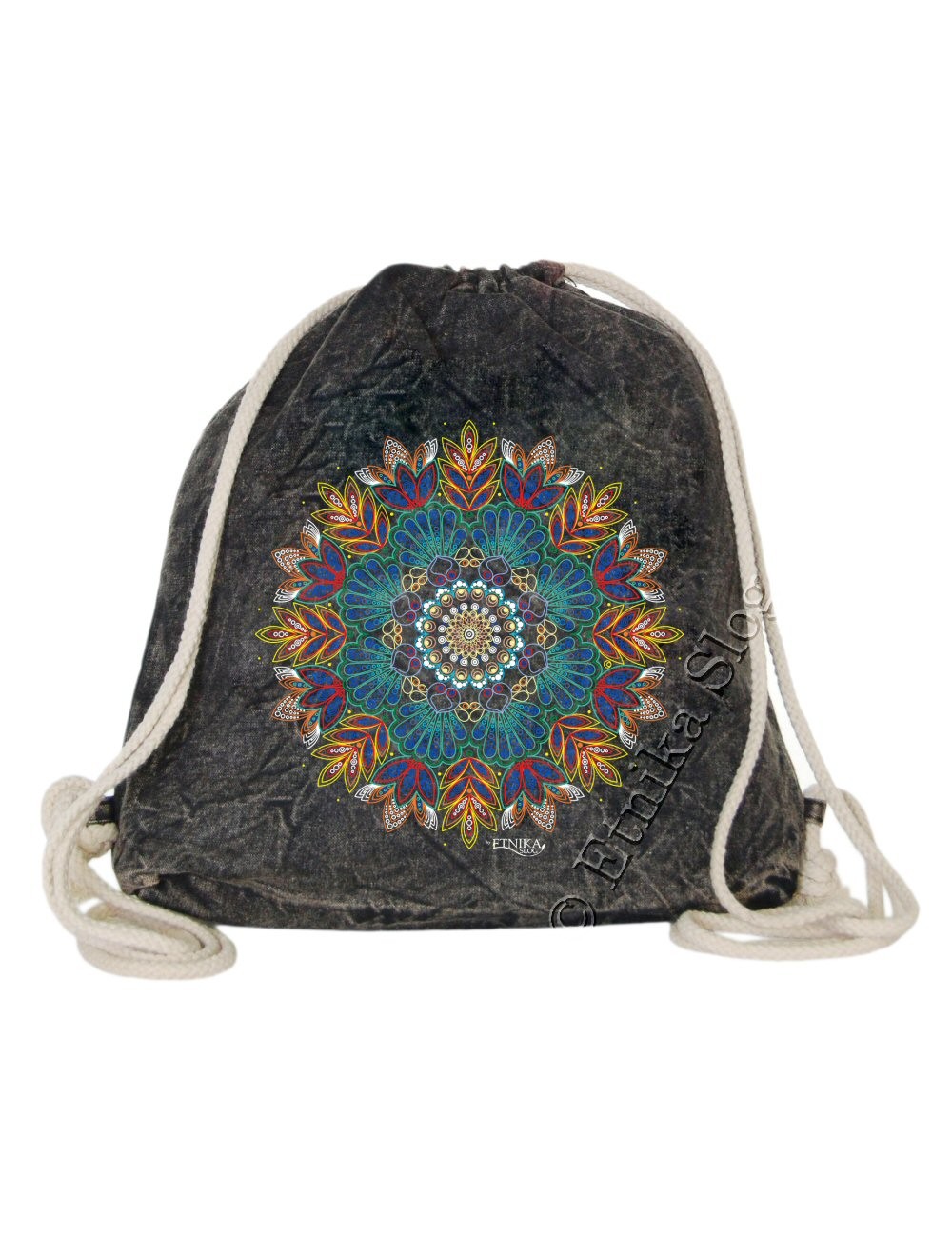 ZAINO SACCO IN COTONE STONE WASHED CON STAMPA MAND ZAINO SACCO IN COTONE STONE WASHED CON STAMPA MAND