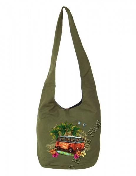SINGLE COLOR SHOULDER BAG WITH PRINT BAGGY SHOULDER BAG MADE OF COTTON, WITH TWO POCKET - Etnika Slog d.o.o.