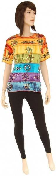 MAGLIA IN COTONE RIB MANICA CORTA TIE DYE, RIGHE C