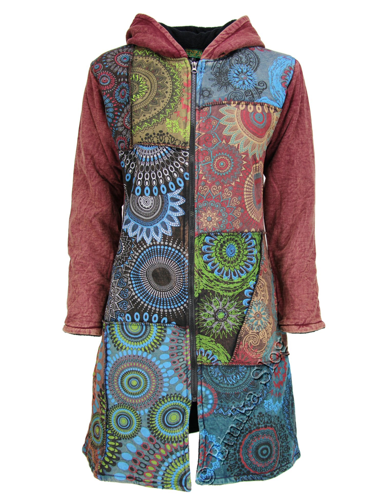 CAPPOTTO LUNGO IN COTONE STONEWASH PATCHWORK , INT CAPPOTTO LUNGO IN COTONE STONEWASH PATCHWORK , INT
