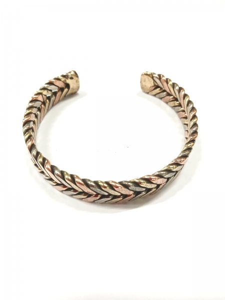 BRACCIALE APERTO IN RAME, OTTONE E METALLO INTRECC
