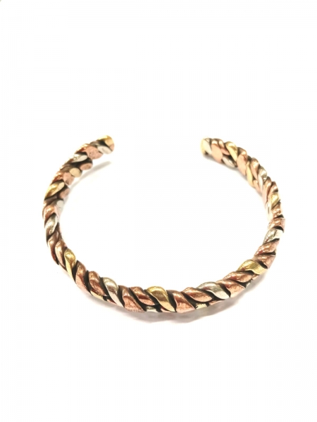 BRACCIALE APERTO IN RAME, OTTONE E METALLO INTRECC