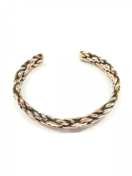 BRACCIALE APERTO IN RAME, OTTONE E METALLO INTRECC
