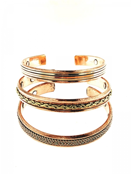 BRACCIALE APERTO IN RAME&nbsp;LISCIO CON LAVORAZIONIbr