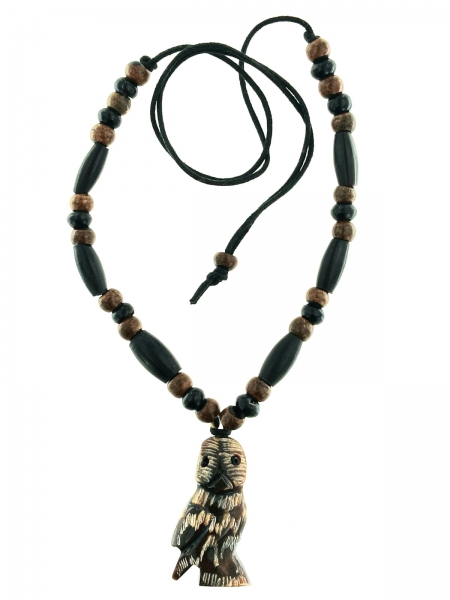 COLLANA CORDONCINO CON PERLINE E PENDENTE FATTO DI