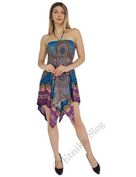 SHORT SUMMER DRESS/SUMMER SKIRT MADE OF VISCOSE, W