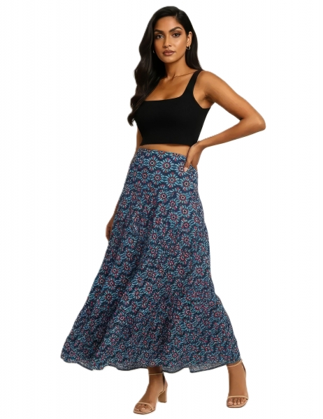 GONNA LUNGA&nbsp;IN COTONE LEGGERO INDIANO,CON FASCIA E