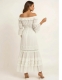 VESTITO LUNGO IN COTONE BIANCO,&nbsp;CON MANICA CORTA A