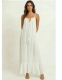 VESTITO LUNGO IN COTONE BIANCO,&nbsp;CON SPALLINA A LAC