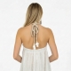VESTITO LUNGO IN COTONE BIANCO,&nbsp;CON SPALLINA A LAC