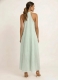 VESTITO LUNGO IN DOPPIO COTONE BIANCO, COLLO A V,