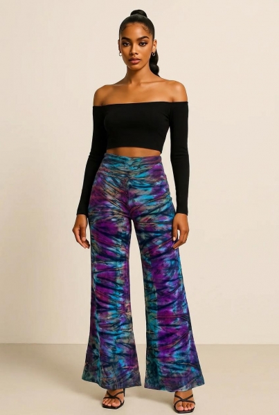 OBLAČILA IZ VISKOZE TIE DYE HLAČE NA ZVONEC IZ VISKOZE TIE DYE - Etnika Slog d.o.o.