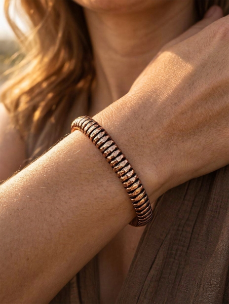 BRACCIALE APERTO IN RAME, OTTONE INTRECCIATO