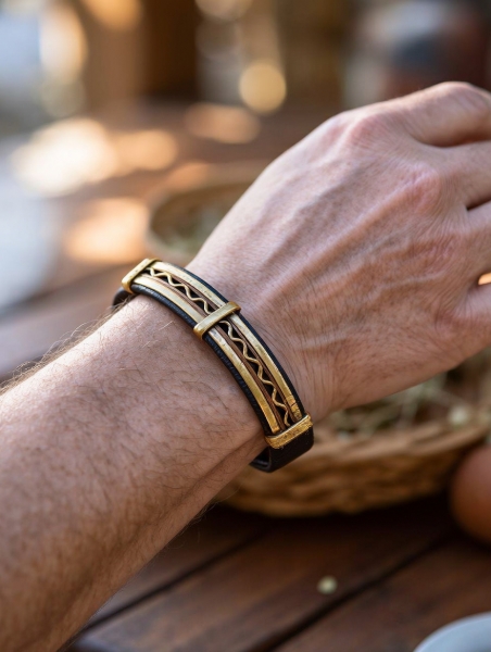 BRACCIALE APERTO IN RAME E OTTONE , RIVESTITO IN P