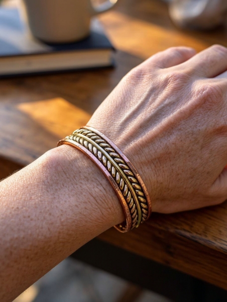 BRACCIALE APERTO IN RAME&nbsp;LISCIO CON LAVORAZIONIbr