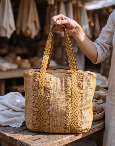 BORSA TRACOLLA SACCA IN COTONE&nbsp;ORGANICO GREZZO A R
