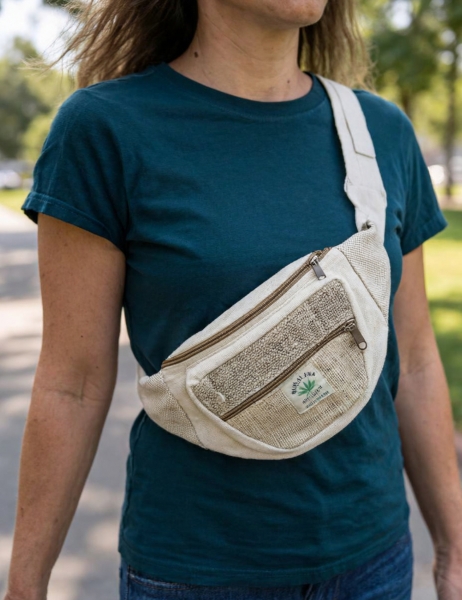 BELT BAGS BUM BAG MADE OF HEMP AND COTTON, THREE POCKETS WIT - Etnika Slog d.o.o.