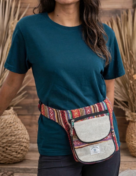 BELT BAGS LATERAL BUM BAG OR MONEY BAG MADE OF HEMP AND COTT - com Etnika Slog d.o.o.