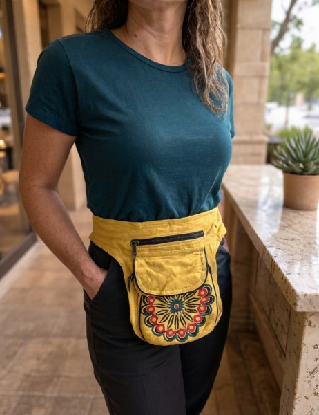 BELT BAGS SIDE BUM BAG MADE OF COTTON, 4 POCKETS WITH ZIP.b - Etnika Slog d.o.o.