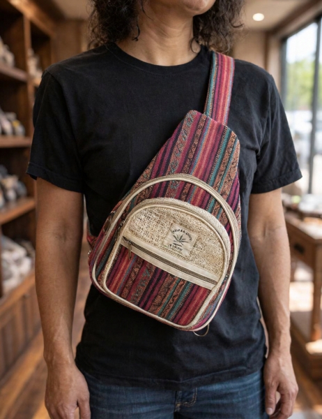BELT BAGS LATERAL BUM BAG OR MONEY BAG MADE OF HEMP AND COTT - Etnika Slog d.o.o.