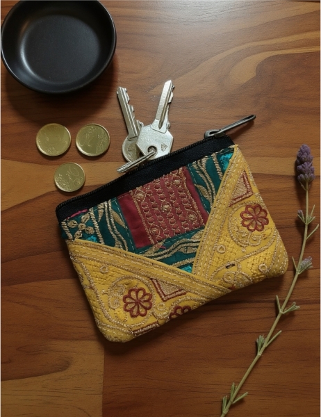 PENCIL CASES - COIN PURSES COTTON MONEY PURSE WITH EMBROIDERY AND SEQUINS. - com Etnika Slog d.o.o.