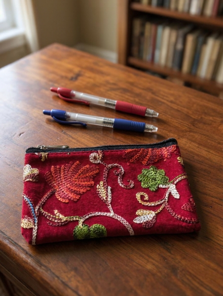 PENCIL CASES - COIN PURSES CHENILLE FABRIC POCHETTE/COINPURSE WITH ZIP CLOSIN - Etnika Slog d.o.o.