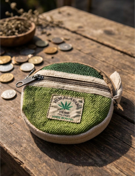 PURSES AND WALLETS IN HEMP CHANGE PURSE MADE OF HEMP AND COTTON, ROUNDED, CLO - com Etnika Slog d.o.o.