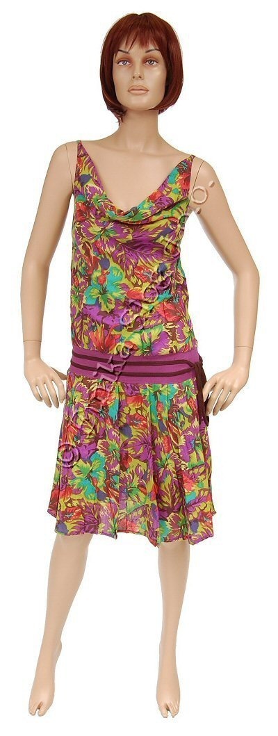 VESTITO IN COTONE FLOREALE CON COLLO AMPIO, SPALLI VESTITO IN COTONE FLOREALE CON COLLO AMPIO, SPALLI
