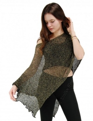 PONCHO PONCETTO COPRISPALLE A RETE CON PUNTE LATERALI FILO LUREX ORO/ARGENTO